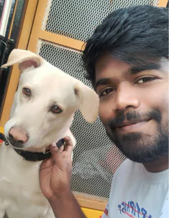 Web Dev with his dog